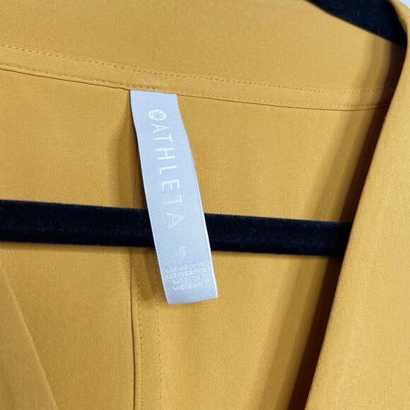 Athleta S Yellow Tuscan Gold Marlow Romper Featherweight Stretch Woven Faux Wrap - Picture 8 of 12